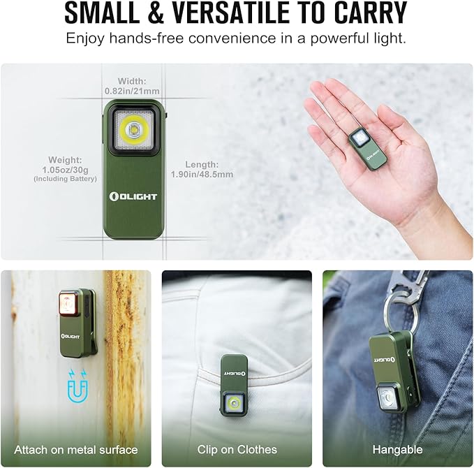 OLIGHT Oclip Rechargeable EDC Flashlight 300 Lumens Dual Sources Compact Pocket Clip Light, Convenient USB C Charging, Magnetic Flash Lights for Working, Cycling, Emergency, Signaling Tool(OD Green)