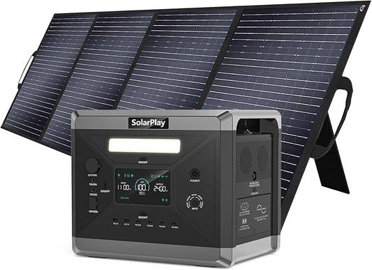 SolarPlay Q2501 Solar Generator with 400W Solar Panel, 2400W/2160Wh Large Capacity Portable Power Station, 4 AC Outlets (4800W Peak), Emergency Power Station for Home, Camping, Outdoor Battery Backup