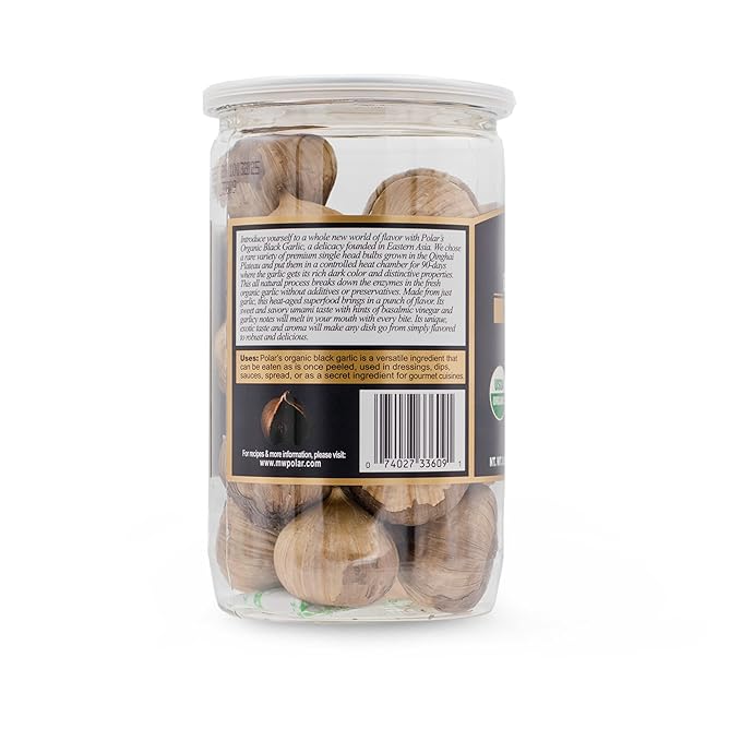 MW Polar USDA Organic Black Garlic 8.8oz (Pack of 6), Whole Bulbs, Easy Peel, All Natural, Chemical Free, Kosher Friendly Ready to Eat Healthy Snack
