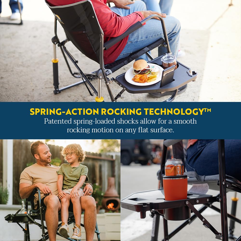 GCI Outdoor Freestyle Rocker XL with Side Table Camping Chair | Portable Folding Rocking Chair with