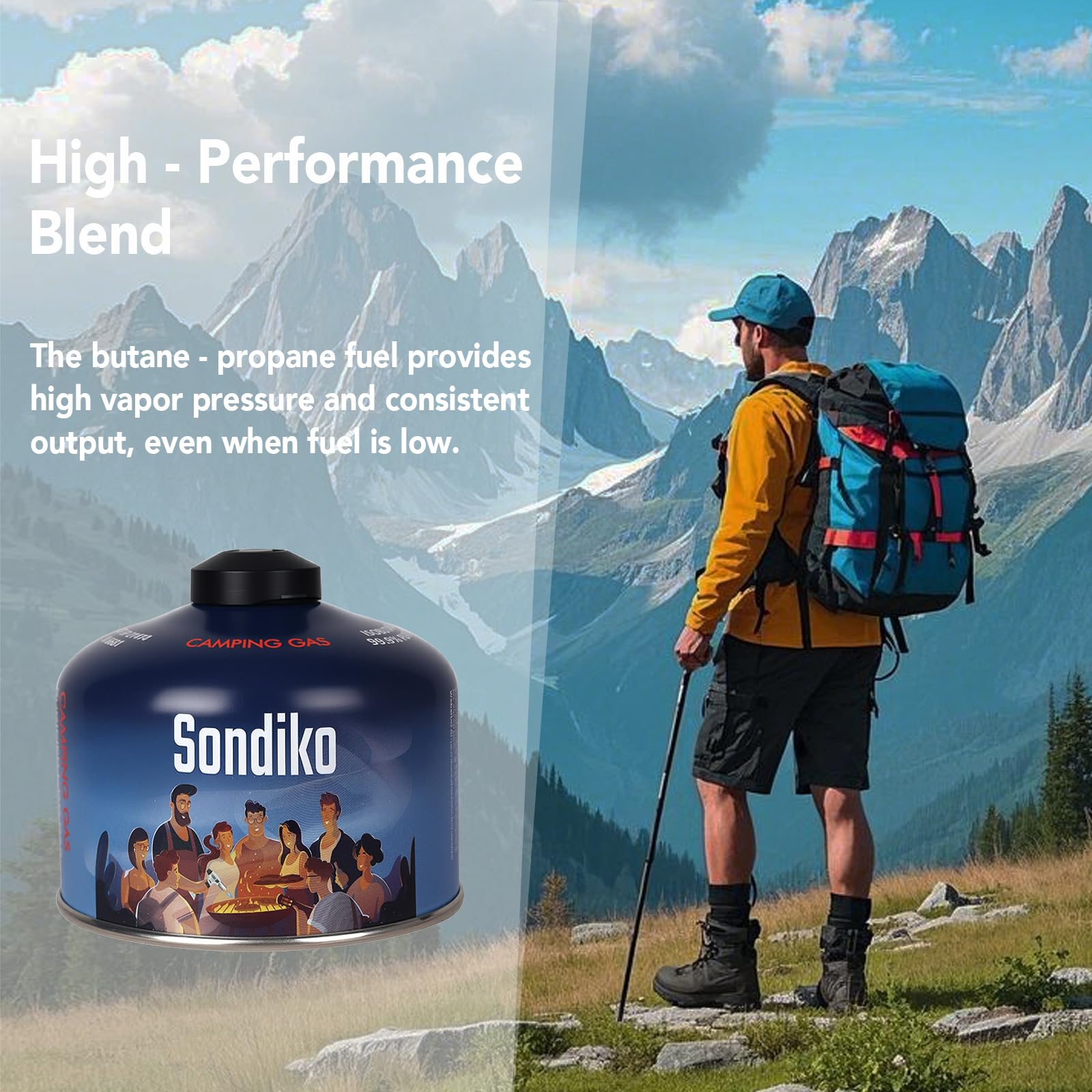 Sondiko Iso Butane Fuel Canister 100g 4 Pack, Camping Stove Fuel