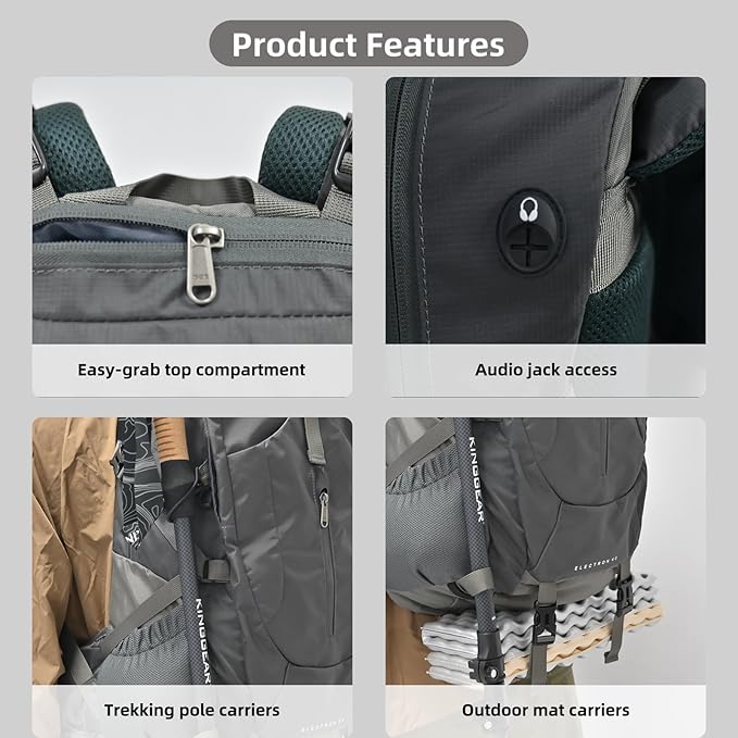40L Large Capacity Hiking Backpack Lightweight Waterproof and Durable Backpack for Travel Camping Outdoor