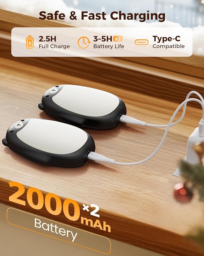 SWEETFULL Hand Warmers Rechargeable ??Cute Bear, 2 Pack Magnetic Hot Hands, Reusable Electric Pocket Heater, Great Gift for Daughter, Kids, Wife, or Bestie, Portable for Outdoor & Camping