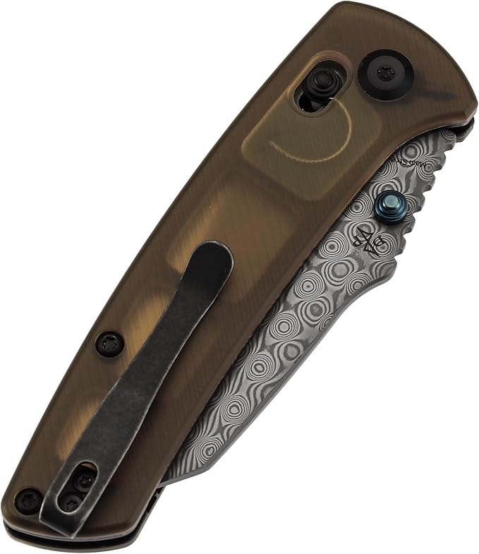 KANSEPT Main Street Pocket Folding Knife, 3.36'' Damascus Sharp Blade, Yellow PEI Handle with Axis Lock and Thumb Stud, Clip for Camping Hiking Fishing Gift Everyday Carry T1015v12