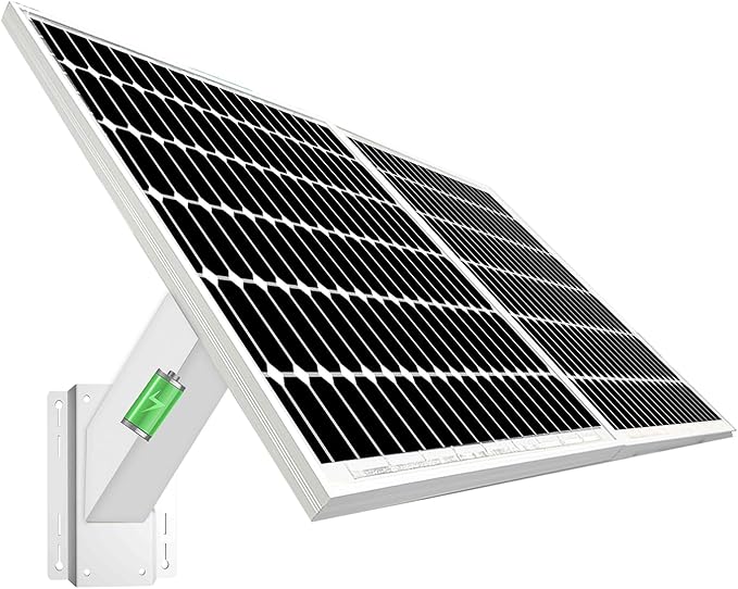 SUNBA 40W Monocrystalline Solar Panel Kit with Built-in Rechargeable Lithium Battery 12V 20Ah, Waterproof IP66 for Off-Grid System, Mount Brackets for Pole