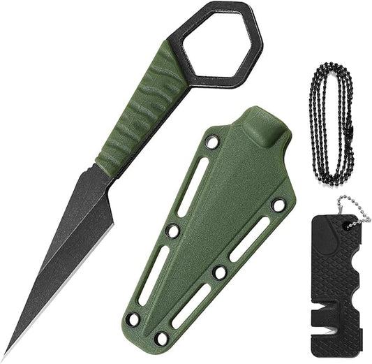 KOFERY Fixed Blade Knife with Sheath - Practical Tool for Everyday Carry, Outdoor Adventures, and Self Defense Requirements(Green)