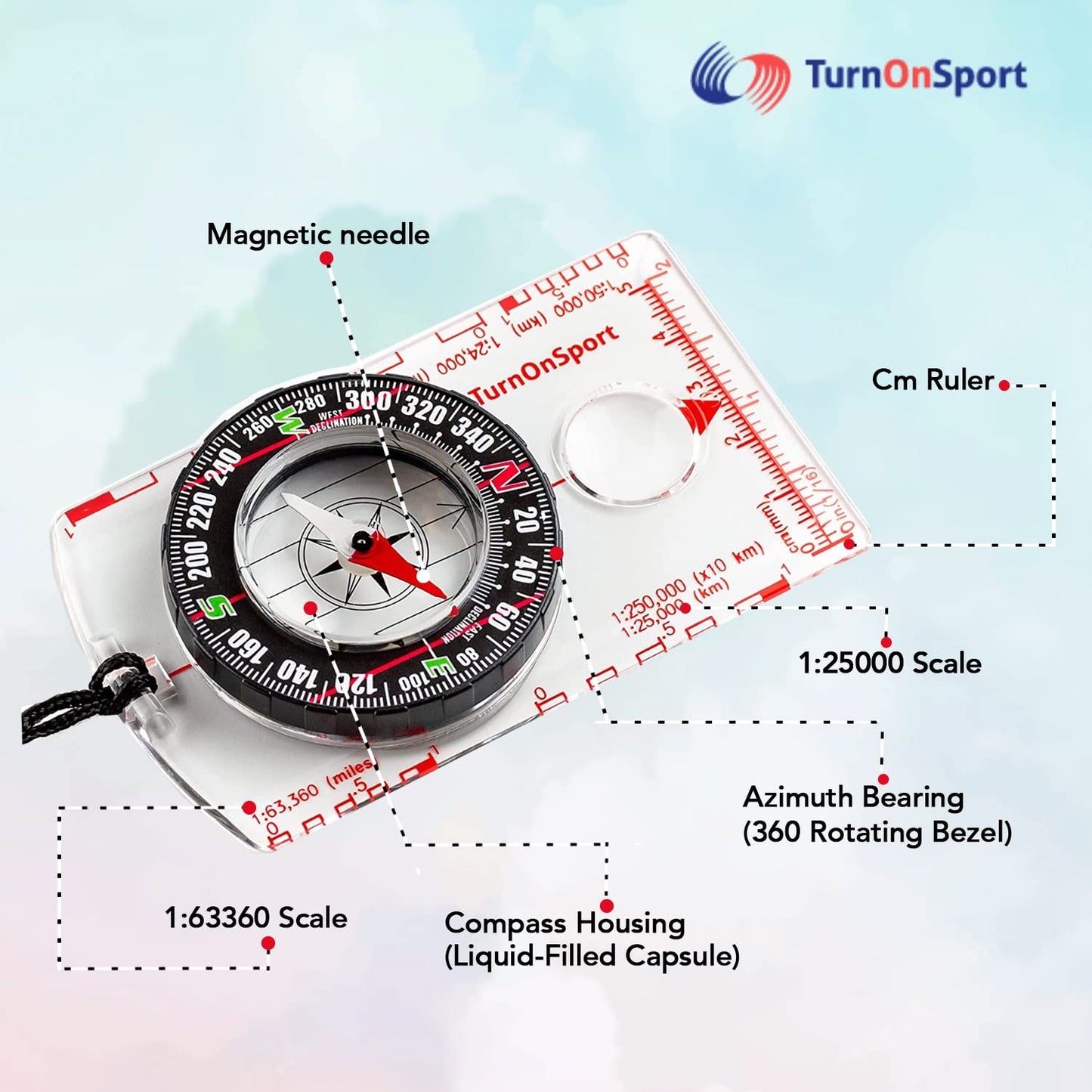 Orienteering Compass Hiking Backpacking Compass | Advanced Scout Compass Camping Navigation - Boy