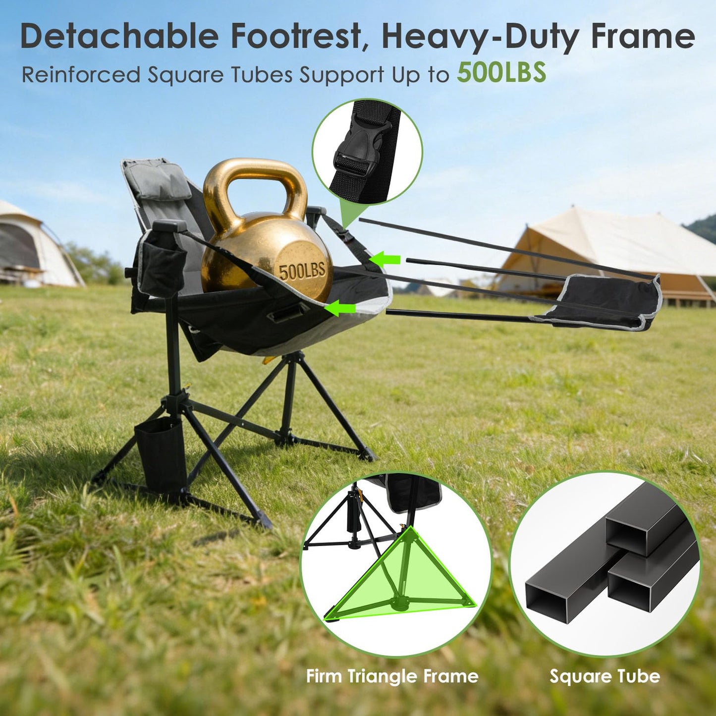 Suteck Hammock Camping Chair with Footrest,500LBS Oversized Swinging Chairs