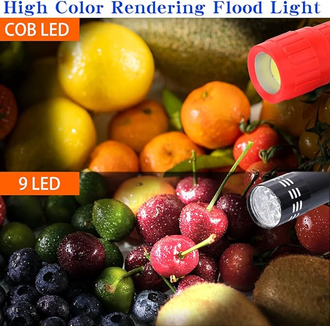 KunHe 5 Pack Plastic Small Mini LED Flashlight COB Flashlights for Kids 100 Lumen with Batteries High CRI for Bright Flash Light Christmas Gifts Stocking Stuffers
