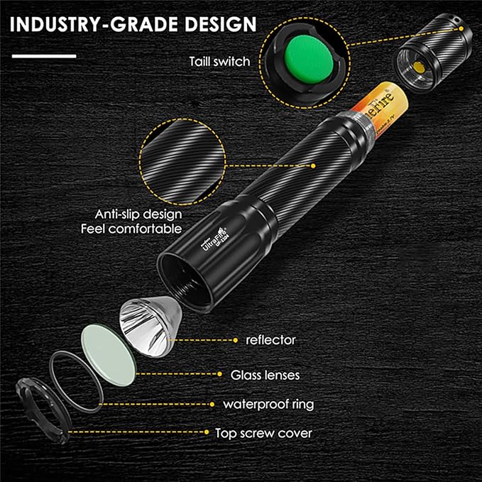 ULTRAFIRE Hunting Green Flashlight - 382 Yards Green Light Predator Light 520nm-540nm Green Tactical Flashlight with Picatinny Rail Mount and Pressure Switch Kit for Hogs,Coyotes, Varmints