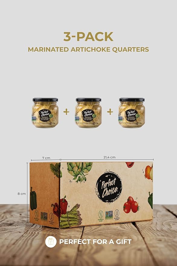 Perfect Choice Artichoke Quarters Marinated - Delicious artichoke for Salads, Pizzas & More - 6.5 oz (Pack of 3)