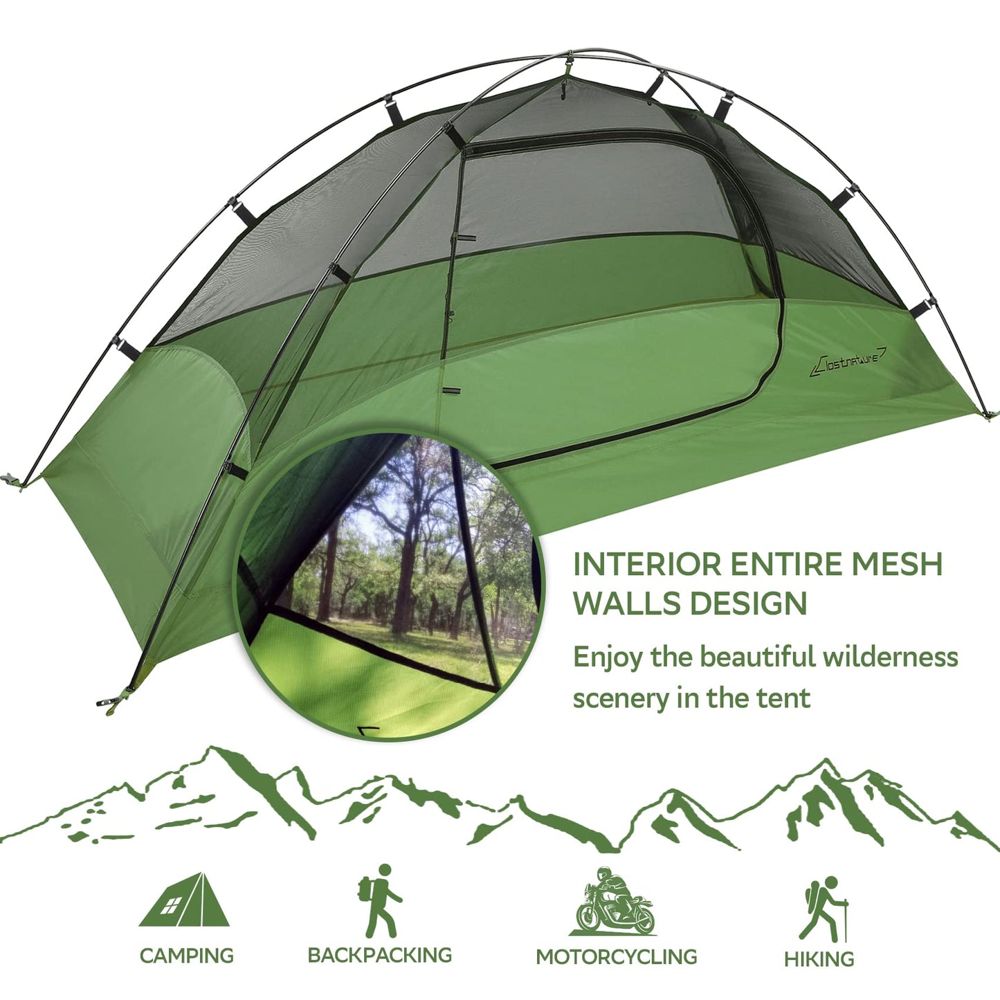 Clostnature 1 Person Lightweight Backpacking Tent, Easy Setup Tent