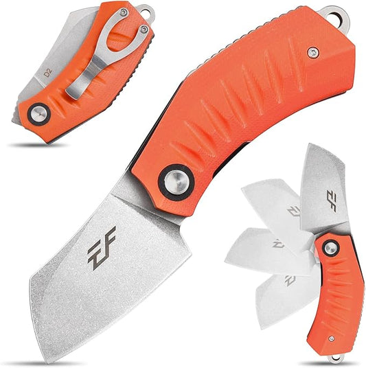 Eafengrow EF85 Folding Knife with Clip Stone Wash D2 Steel Blade G10 Handle Pocket Knife Ball Bearing Flipper Outdoor Camping Survival EDC Tool Knives(orange)