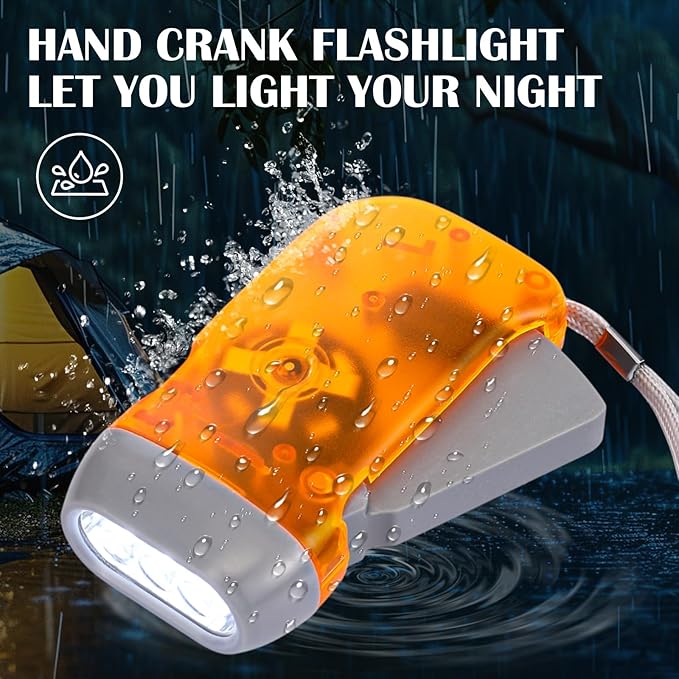 Treela 36 Pcs Hand Crank Flashlights Operation Christmas Bulk Items Squeeze Flashlight No Battery Required Torchlight 3 Powered Charging for Emergency(Red, Blue, Purple, Orange, Yellow, Green)