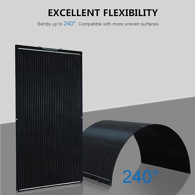 Flexible Solar Panel 300W /2PCS 150W Fiberglass Monocrystalline Lightweight Module for Off-Grid RV Boat Van Cabin Uneven Surfaces 12V/24V Battery Charge (300W Solar Panel)