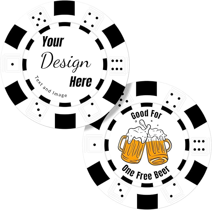 50 Custom Poker Chips,Personalized with Your Logo Image or Text,11.5g Clay Casino Chips for Events or Gifts