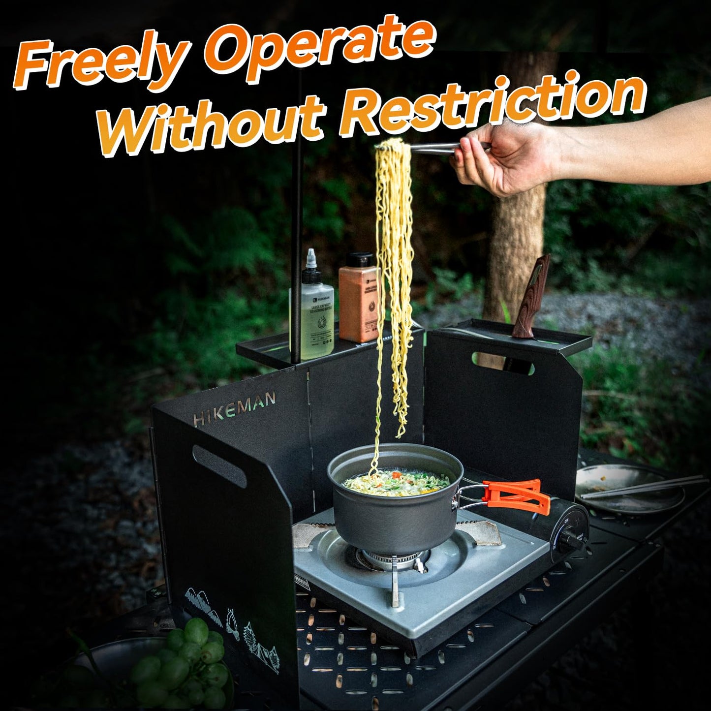 HIKEAMN Camping Stove Windscreen - Outdoor Folding Gas Stove Windshield,Camping Wind Blocker,Cooker