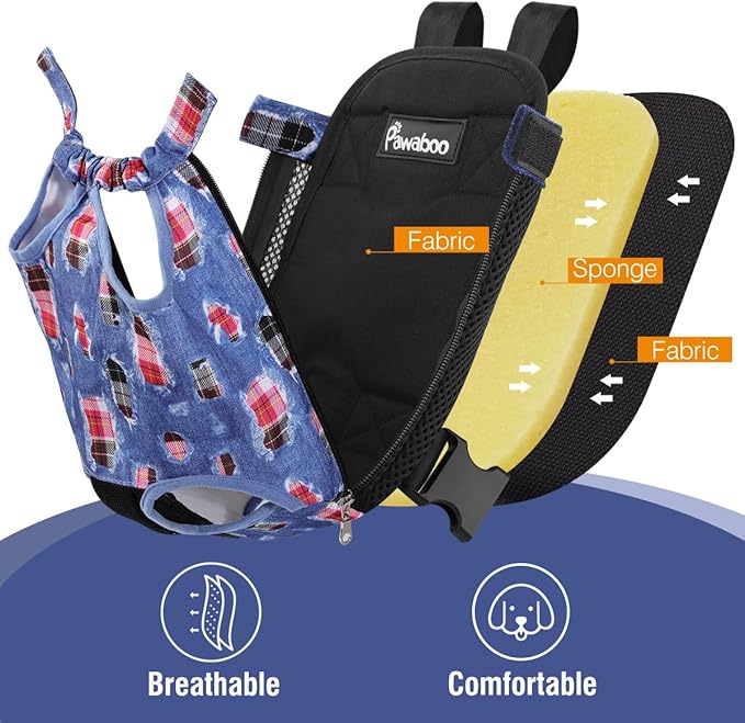 Pawaboo Pet Carrier Backpack, Adjustable Pet Front Cat Dog Carrier Backpack Travel Bag, Legs Out, Easy-Fit for Traveling Hiking Camping for Small Medium Dogs Cats Puppies, Extra Large, Denim Blue