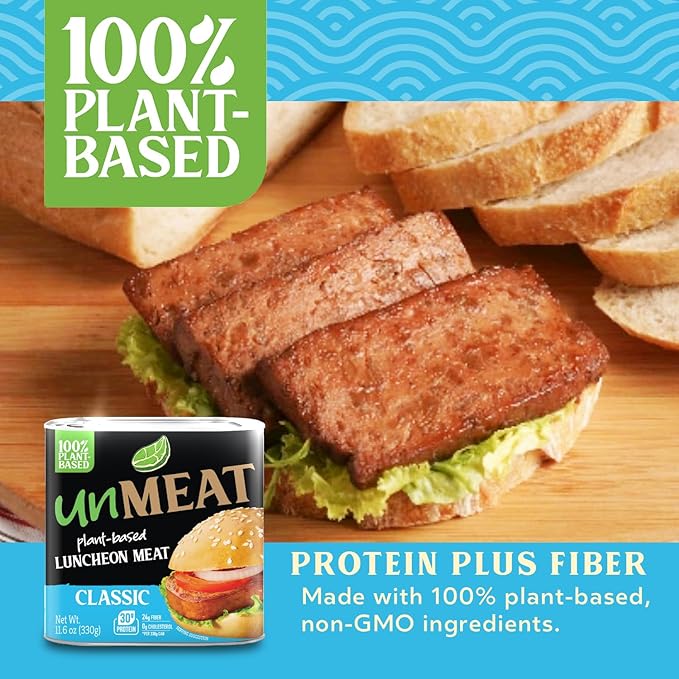 unMEAT Plant Based Meat | Easy to Prepare Plant Based Protein | Vegan Meat with Less Calories, Luncheon Meat Style, (Pack of 12)