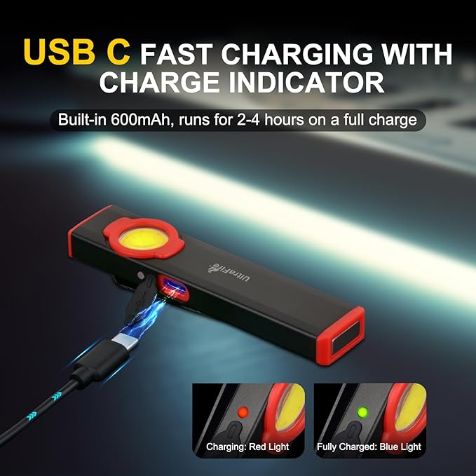 ULTRAFIRE EDC Flat Flashlight, 300 Lumen Rechargeable Magnetic Compact Pocket Light with Clip, 4-Mode Dual-Light LED Flashlight for Outdoor, Work, Emergency Gear S2