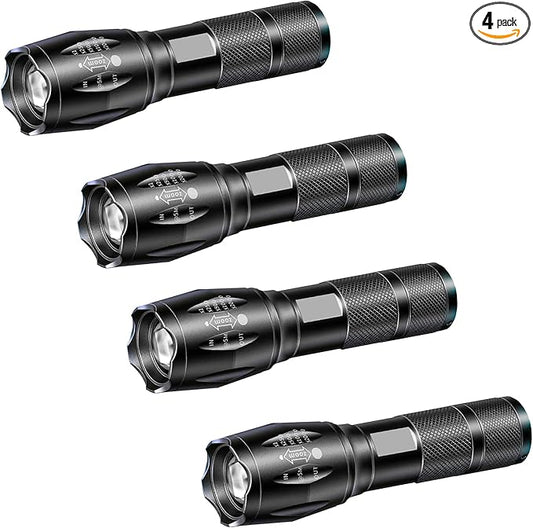 LED Flashlights - High Lumen Mini Tactical Flashlights with 5 Modes, Zoomable Beam, Water-Resistant Design for Camping, Outdoor, and Home Use (4)