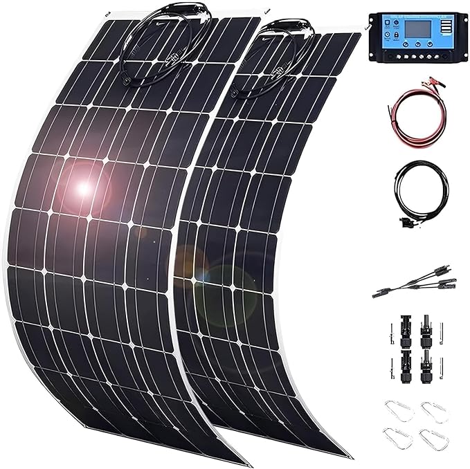 800 Watt Solar Panel Kit, with 40A Charge Controller 2 × 400 Watt Flexible Monocrystalline Solar Panel for 12-24V Battery Charging Car Battery Camper RV Boat