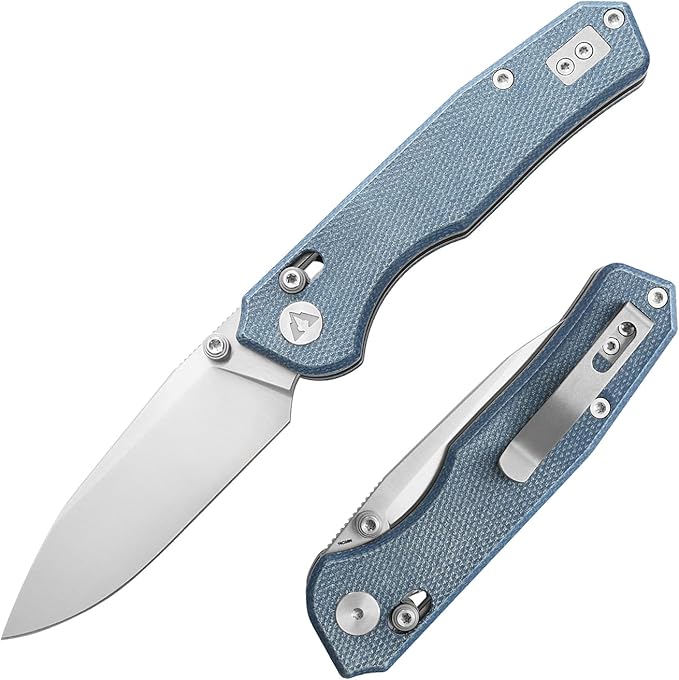 CMB Explorer Micarta Handle 14C28N Steel Blade Crossbar Lock Knife Pocket Folding Tactical Survival Camping Hiking Outdoors EDC Knife with Pocket Clip for Men Women CMB-18 (CMB-18D)