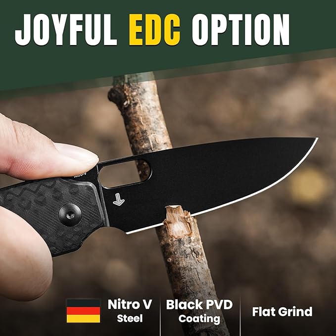 Kizer Varatas Pocket Knife, 3.24” Nitro V G10 Handle Folding Knife, EDC Knife for Men Women, Liner Lock Camping Folding Knives with Pocket Clip, for Survival Hunting V3637A1