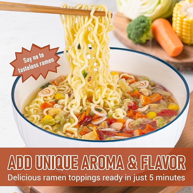 Dried Ramen Toppings-Dehydrated Vegetables & Seafood Mix Instant Ramen Toppings 100% Natural, 14oz Resealable Bag for Cooking, Camping, Office Meals