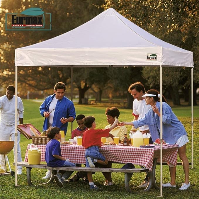 Eurmax USA New 10x10 Pop Up Canopy Replacement Canopy Tent Top Cover, Instant Canopy Top Cover ONLY, Choose 30 Colors,Bonus 4PC Pack Weight Bag (White)