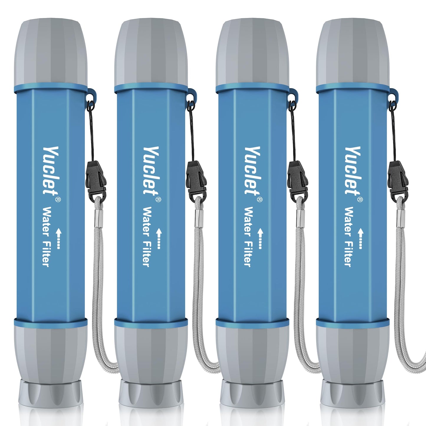 Yuclet Emergency Water Filter Straw for Survival, Camping & Hiking, 4 Pack