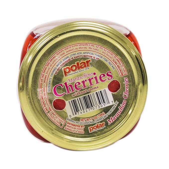 MW Polar Maraschino Cherries 7 ounce (12 Pack) (Red without Stem)