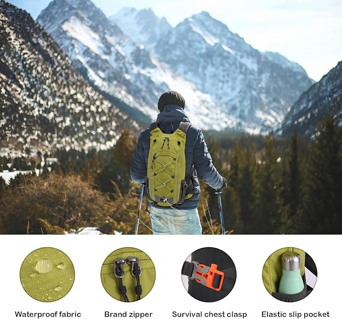 Small Hiking Backpack Lightweight Waterproof Daypack for Camping Cycling Fitness Outdoor Sports - Women Men Teens