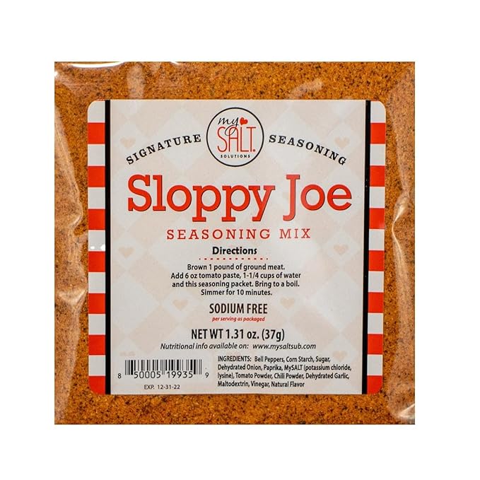 MySALT Sloppy Joe Sauce Mix 5 Pack ??Salt-Free Sloppy Joe Seasoning for Quick, Heart-Healthy Meals ??Classic Comfort Food Without the Sodium