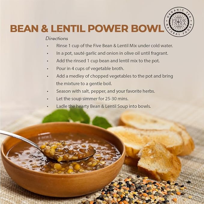 Pride Of India - PACK of 6 - Indian Bean & Lentil Superfood - Five Delicious Panchratna Dal Mix, 1.5 Pound Jar