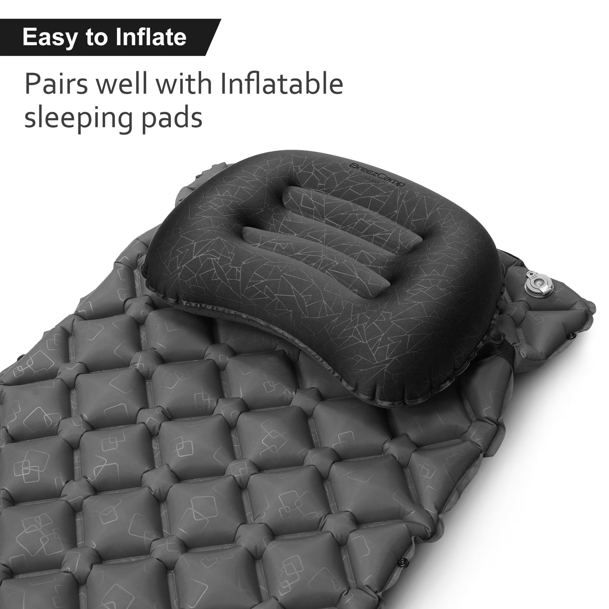 BreezCamp Inflatable Camping Pillow, Travel Blow Up Air Pillow, Neck Lumbar Support Ultralight
