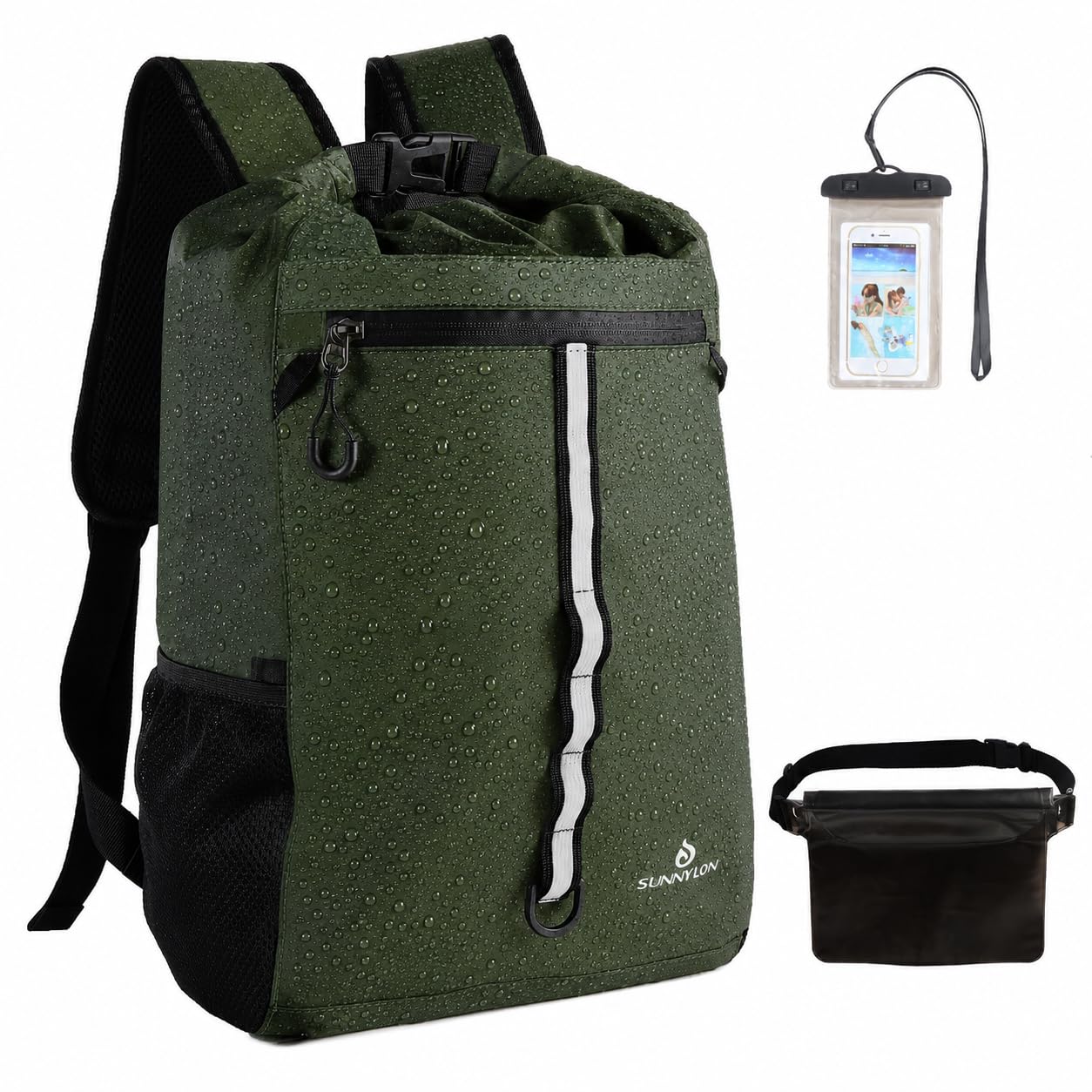 Sunnylon Dry Bag Backpack,20L Dry bags Waterproof Kayaking with Waist Pouch and Phone