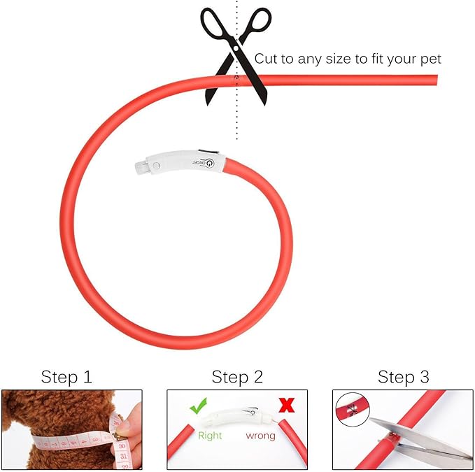 LED Dog Collar,USB Rechargeable Glowing Dog Collars, Light Up Collar Improved Pet Safety &Visibility at Night, 3 Flashing Modes,Water-Resistant LED Lighted Fits for Small Medium Large Dogs