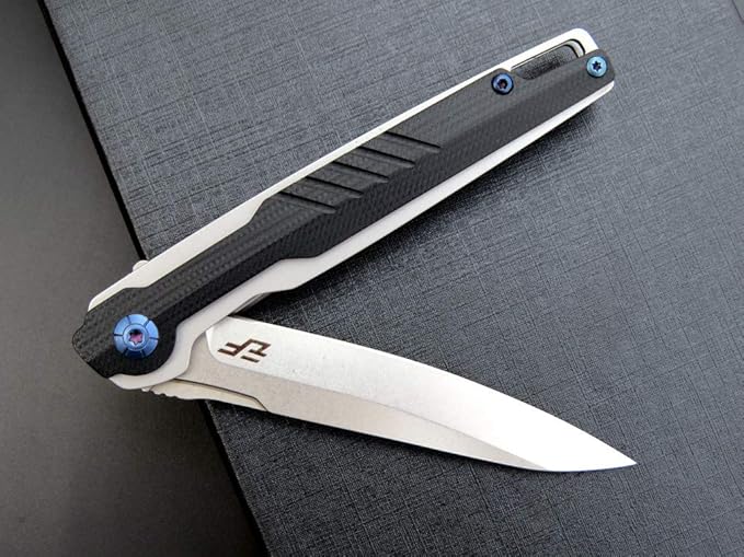 Eafengrow EF942 EDC Folding Knife, D2 Steel Blade Titanium Plating & G10 Handle,Pocket Clip with Frame Lock EDC Pocket Knife for Camping Hiking Survival Outdoor(Black)