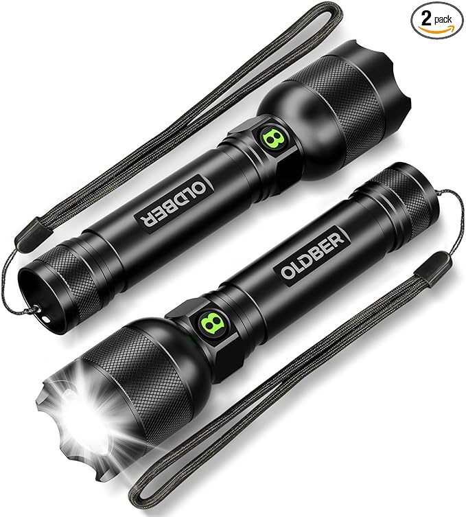 Rechargeable LED Flashlights High Lumens, 2 Pack 5 Modes Small Bright Handheld Flash Light, Zoomable, Powerful, Waterproof for Camping, Home Emergency