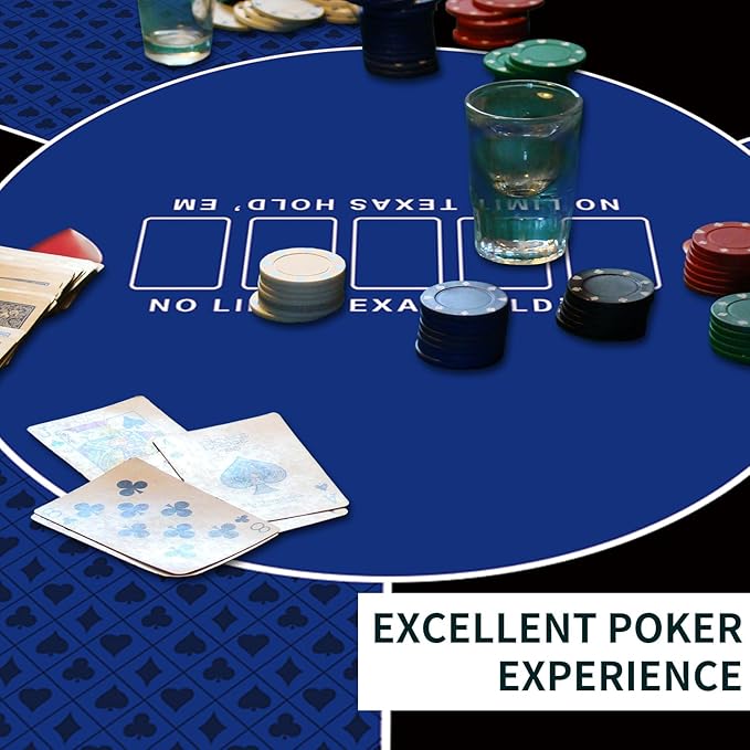 nuveti 24/31/39/47/55 inch Square Foldable 6-Player Texas Poker Card Tabletop Layout Portable Anti-Slip Rubber Board Game Mat Texas Hold'em Poker Mat for Family Game, Casino, Party