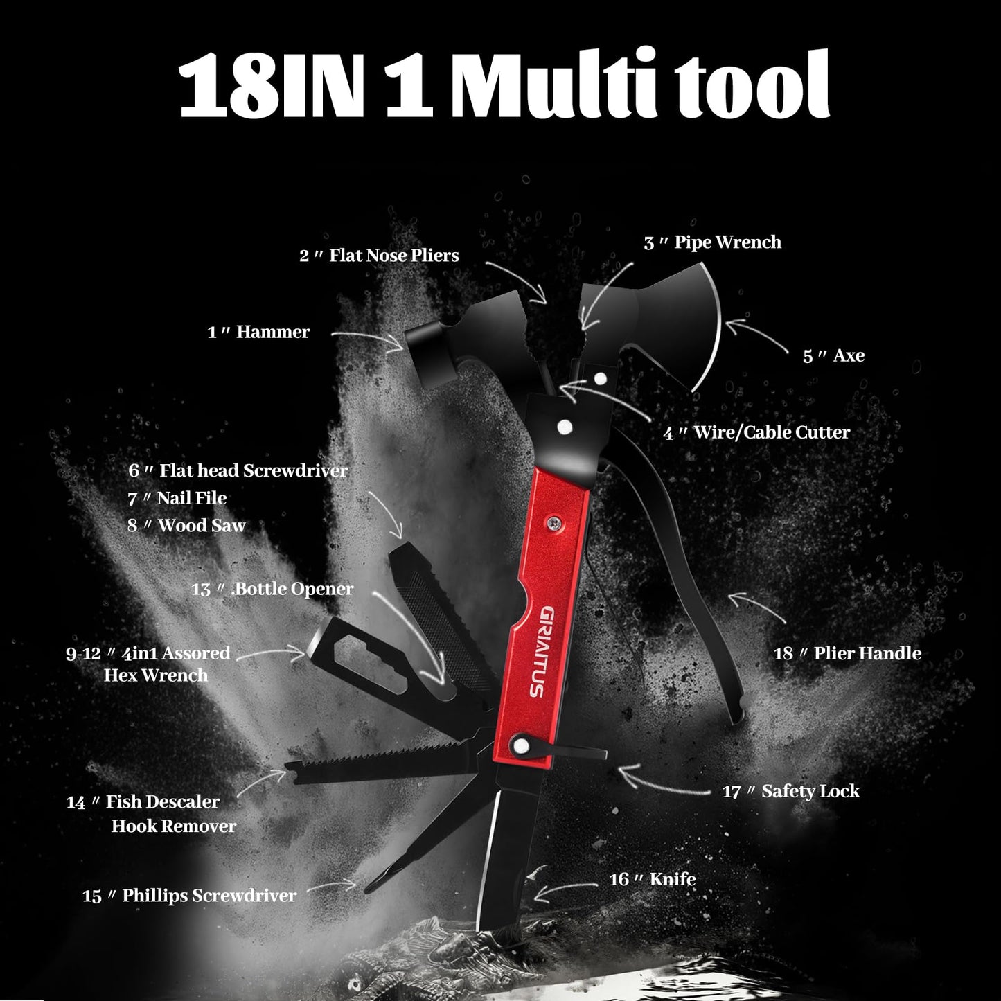 18 in 1 Multitool Camping Accessories Gifts for Men Survival Gear
