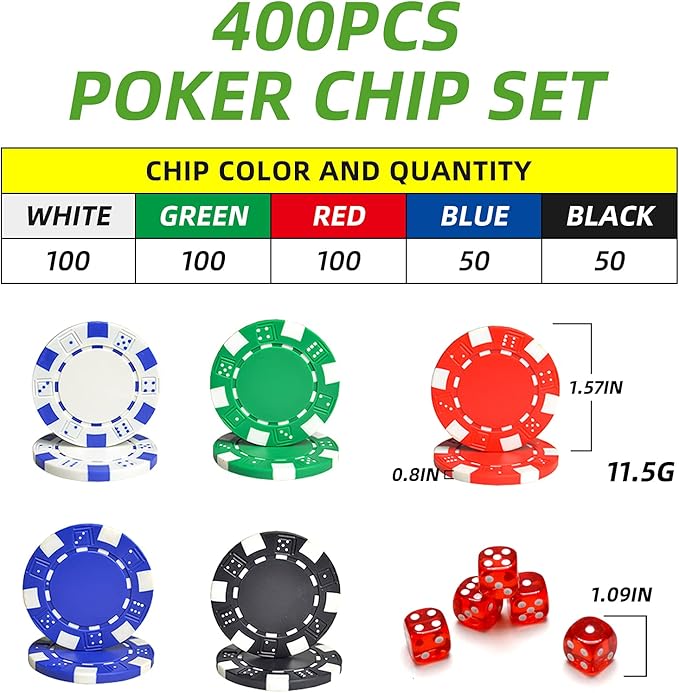 NOLIE Casino Poker Chip Set 200 300 PCS with Aluminum Case for Gambling(11.5 Gram)