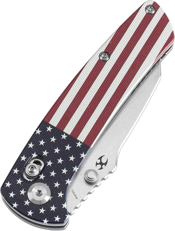 KANSEPT Main Street Pocket Folding Knife, 3.36 Inch 154CM Sharp Steel Blade, American Flag G10 Handle with Axis Lock and Thumb Stud, Perfect Clip for Camping Hiking Fishing Gift Everyday Carry T1015v9