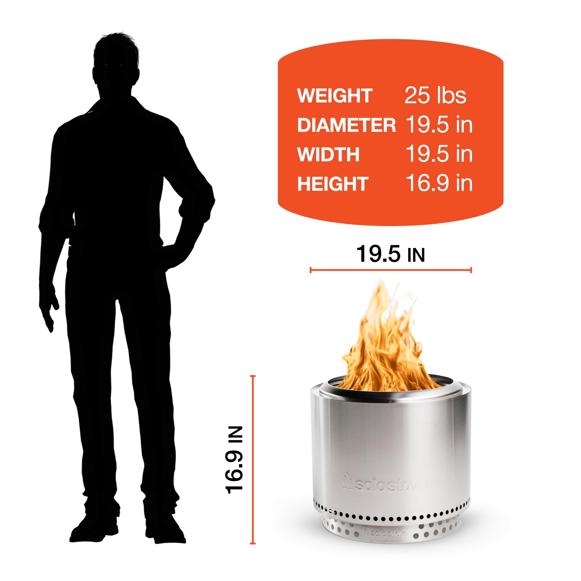 Solo Stove Bonfire with Stand | 19.5" Smokeless Fire Pit, Removable Ash Pan | Portable Stainless