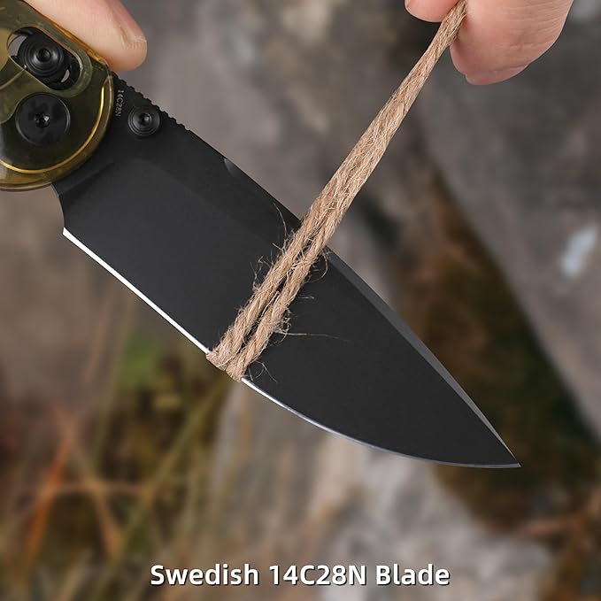Folding Pocket Knife, Survival Knife Tactical Hunting Knife,3.23??Sharp Folding Blade with Ultem Handle Pocket Clip,EDC Knives for Hunting Camping Survival Outdoor Fishing Hiking