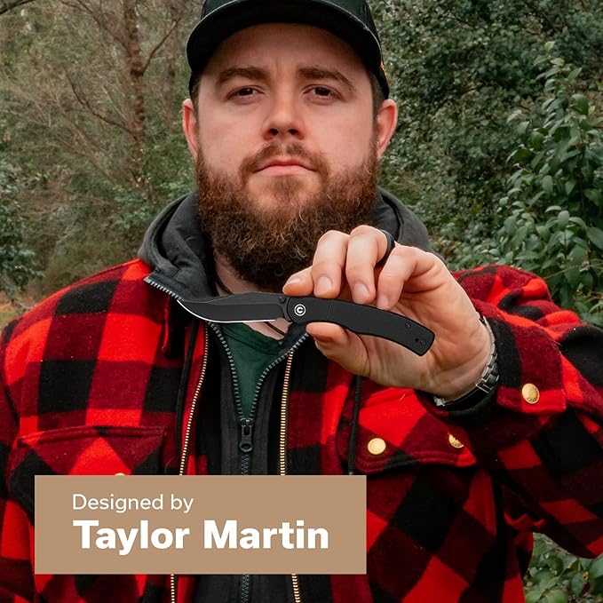 CIVIVI Clingman EDC Pocket Folding Knife with Titanium Reversible Clip, 2.99" Nitro-V Blade G10 Handle Liner Lock Knife, Gift for Men Women C23065-1 (Black)