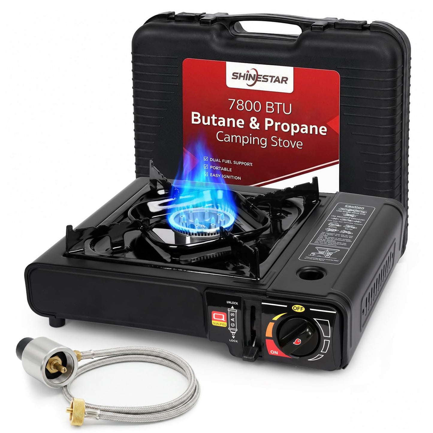 SHINESTAR 7800 BTU Dual Fuel Camping Stove, Propane Portable Gas Stove