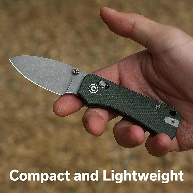 CIVIVI Small Pocket Knife for EDC, Baby Banter 2 Crossbar Lock folding Knife with 2.34" Nitro-V Blade Micarta Handle, Titanium Thumb Stud Opener C23074-3