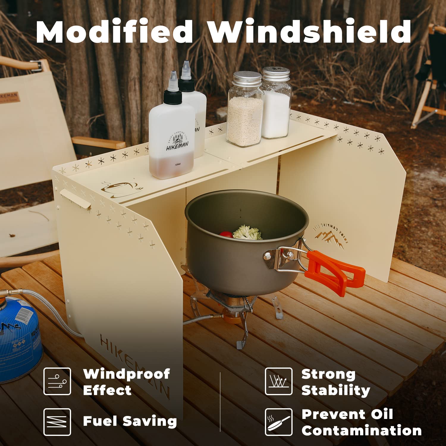 HIKEAMN Camping Stove Windscreen - Outdoor Folding Gas Stove Windshield,Camping Wind Blocker with a